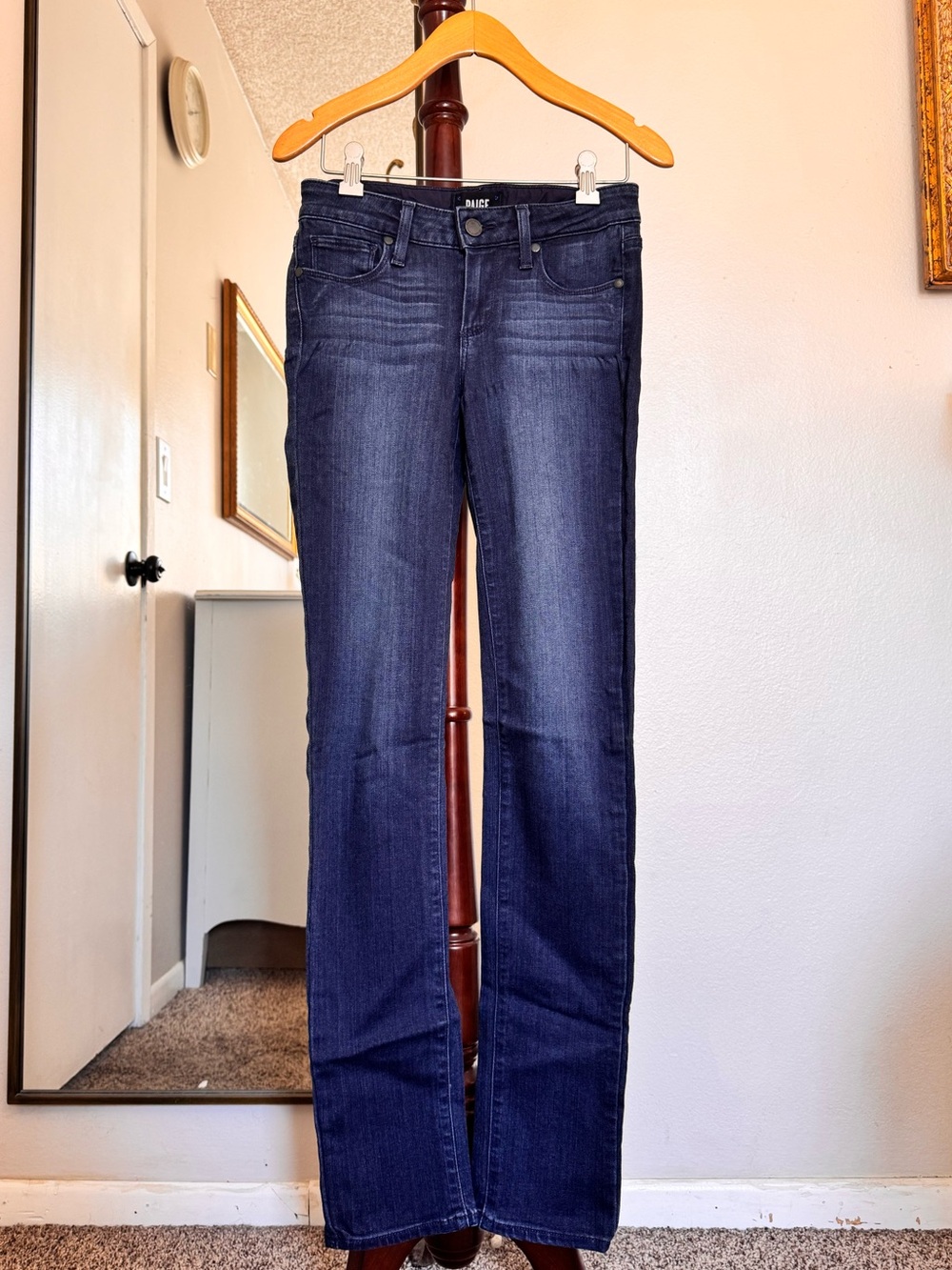 PAIGE Indigo Blue Bootcut Jeans, extra long, size 24